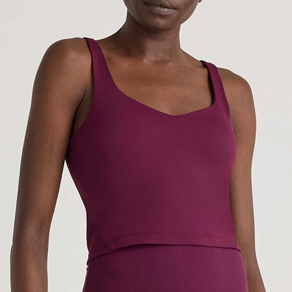 Quince Tops - Quince Ultra-Form V-Neck Cropped Tank, Plum, Size S
